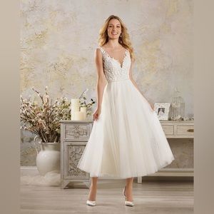 Alfred Angelo Modern Vintage Tea Length Wedding Dress